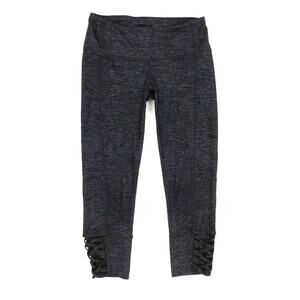 Athleta Mind over Mat Lattice Lace Crop Gray Black Crop Yoga Fitness Leggings XS